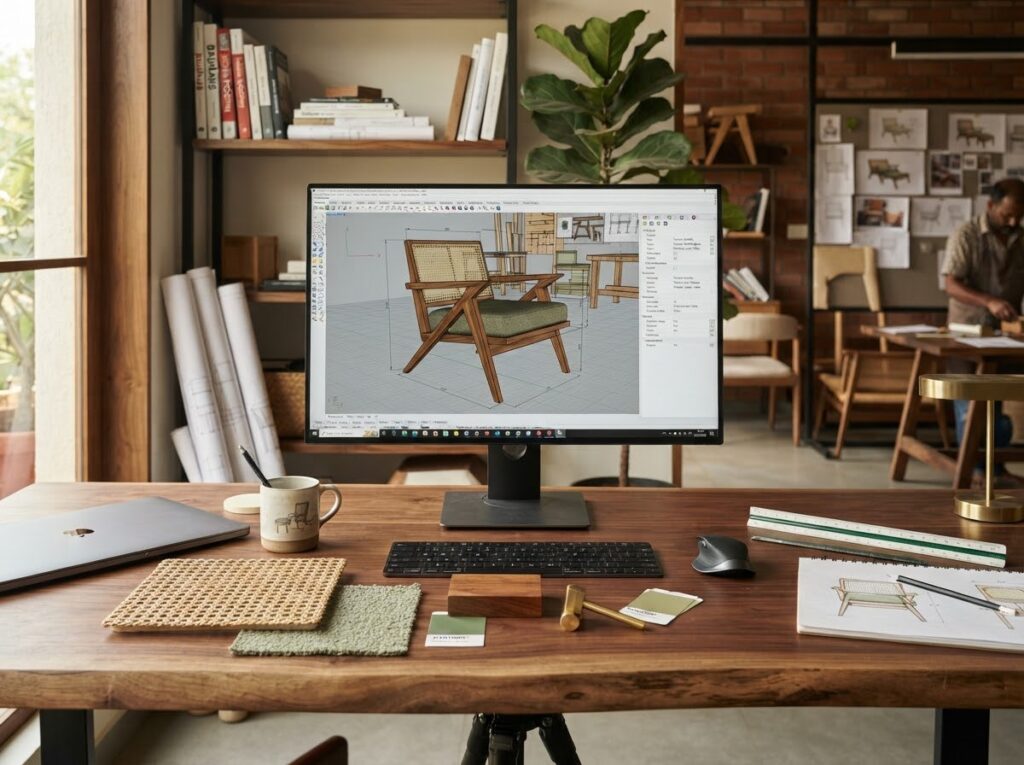 Designer Workstation With Furnit - OrgoWood Furniture