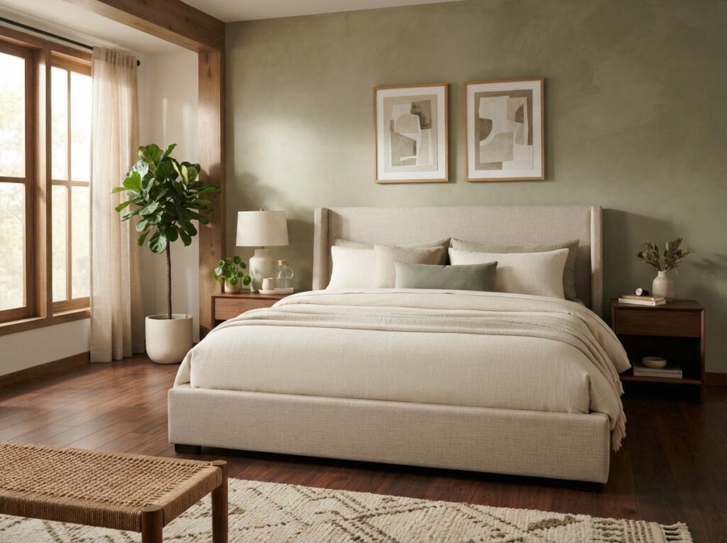 Upholstered King Size Bed In - OrgoWood Furniture