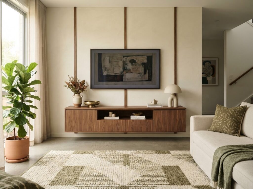 Wooden Tv Unit In Living - OrgoWood Furniture